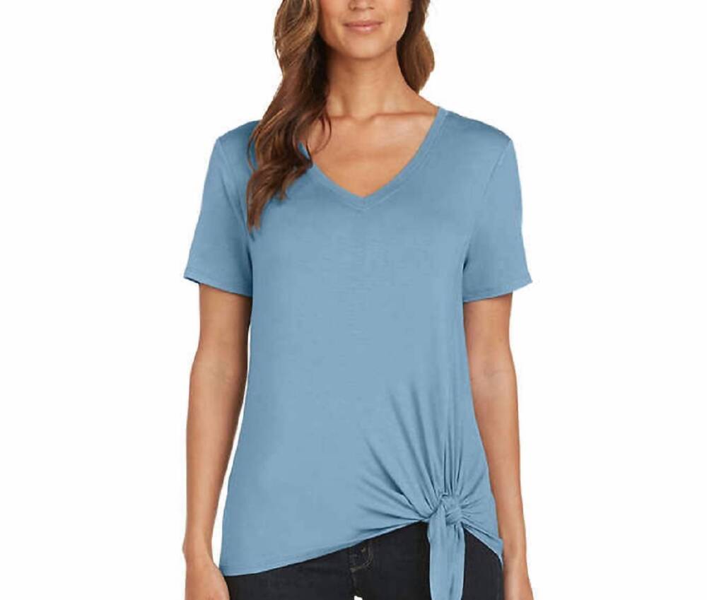 NEW MATTY M women's side tie t-shirt in sea blue